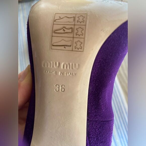 Miu Miu Women's  Suede Purple Classic Heels Shoes Size 36 - Picture 4 of 13